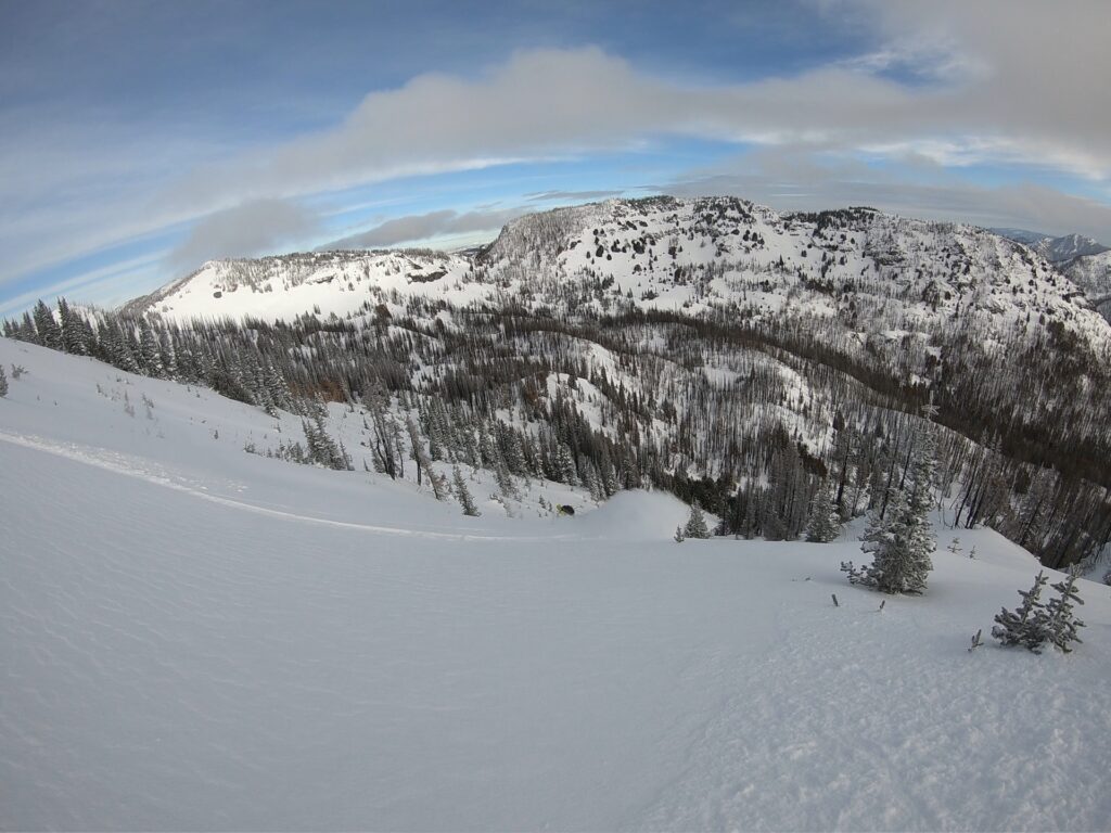 Ben putting first tracks into Cement Basin