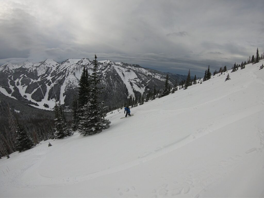Boot laying down 2nd tracks on East Peak