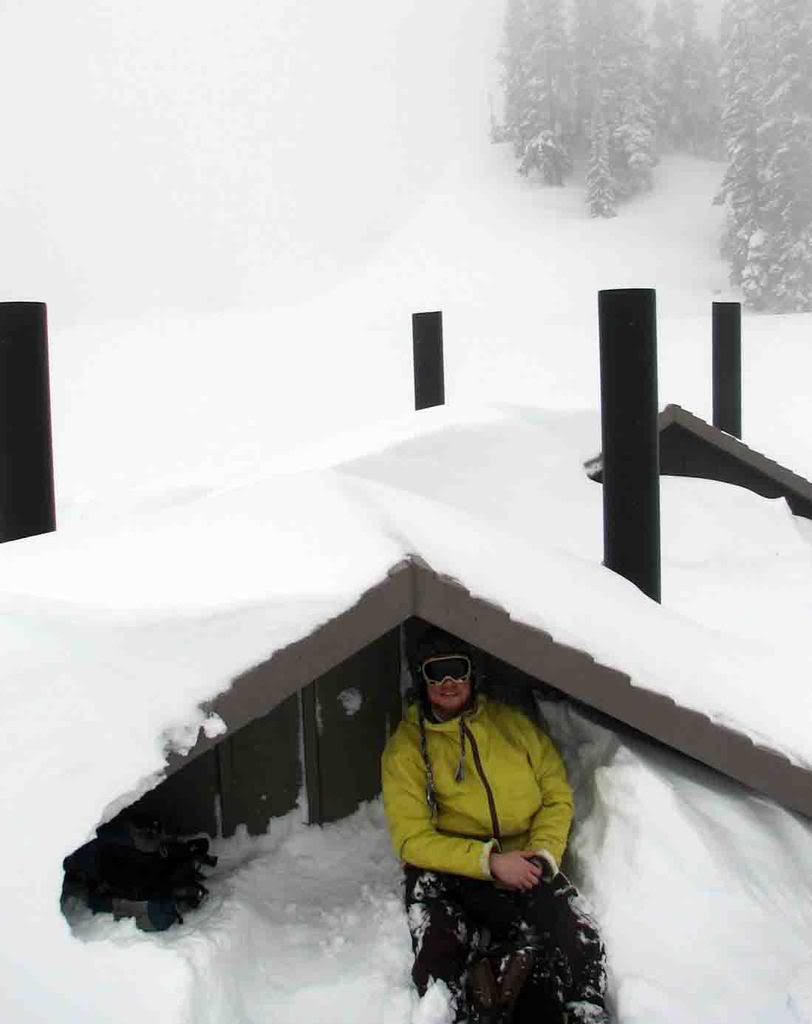 Finding shelter up on Chinook Pass mid winter