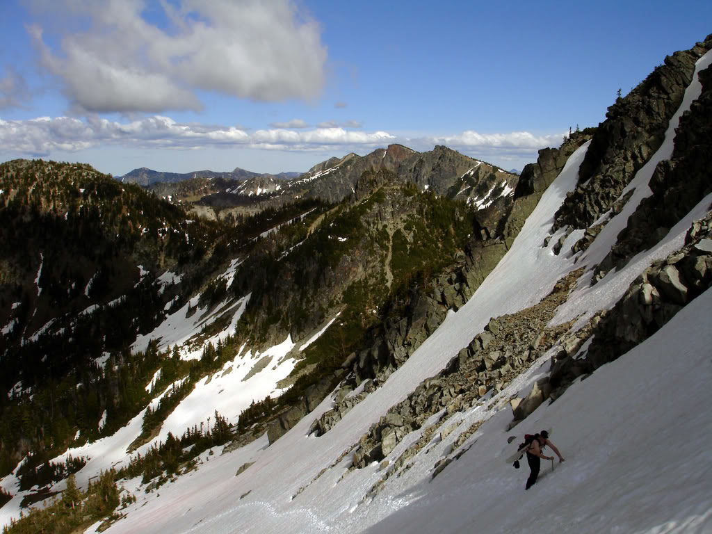 Climbing up to a low saddle on Mount Fremont