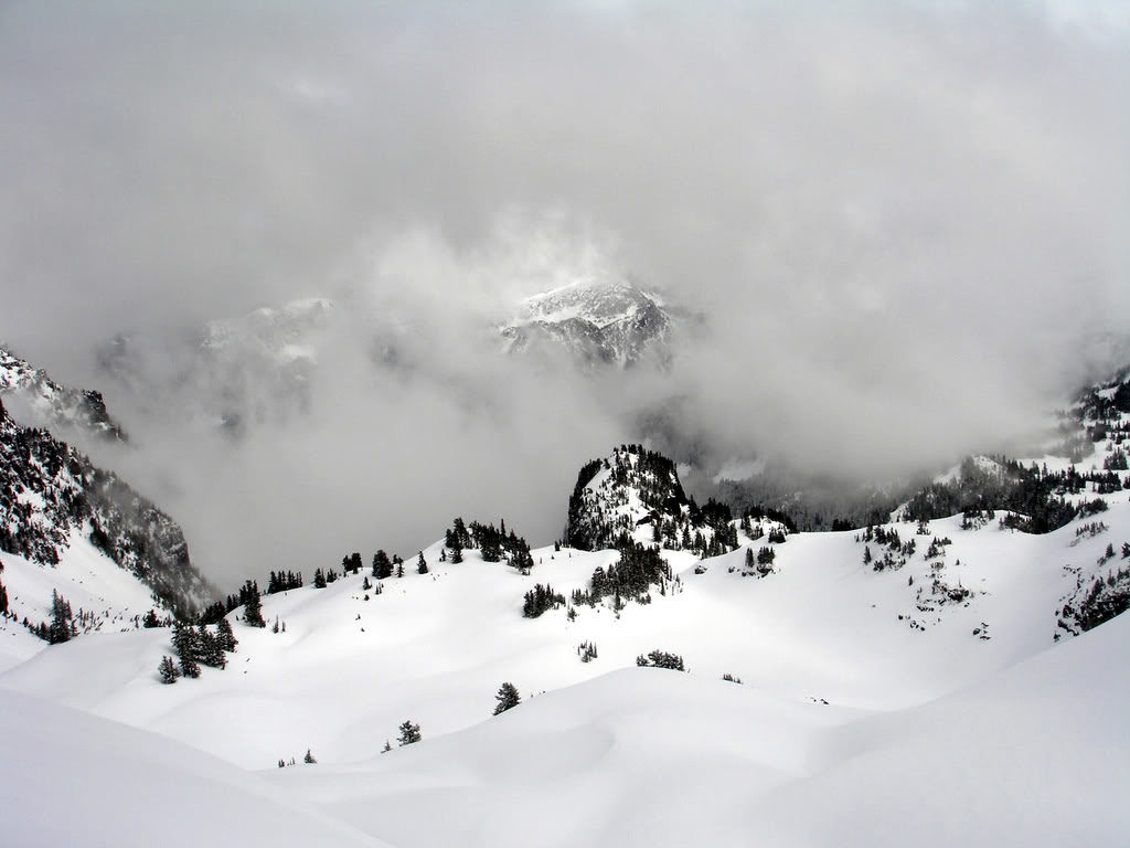 Looking into Mist Park from Knapsack Pass in Mount Rainier National Park