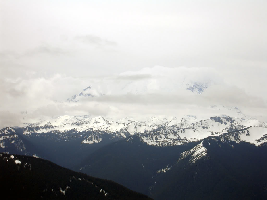 A beautiful view of Mt. Rainier and the Sourdough Range