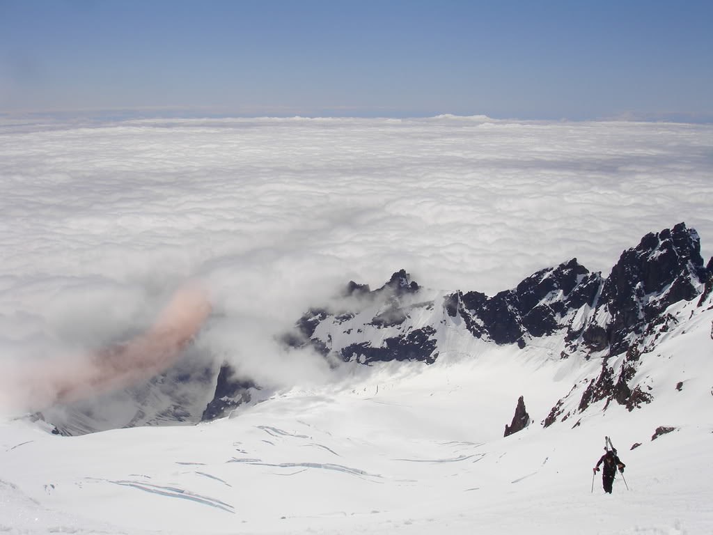 Climbing up the Roman Headwall after climbing the Easton Glacier