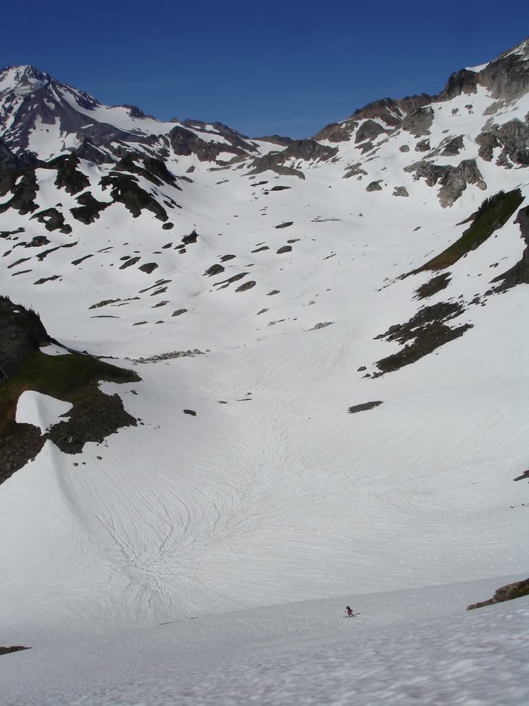 Dropping into White Chuck Basin from White Peak