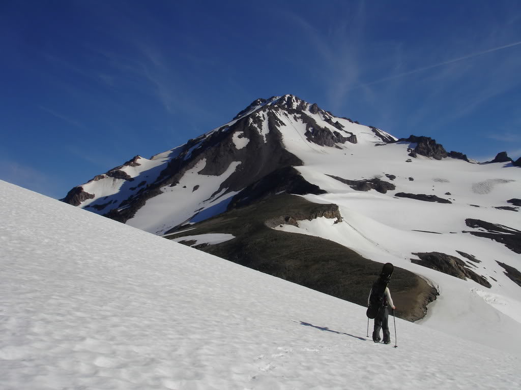 Standing on the Suiattle Glacier looking up the Exposed ridge to Disappointment Peak