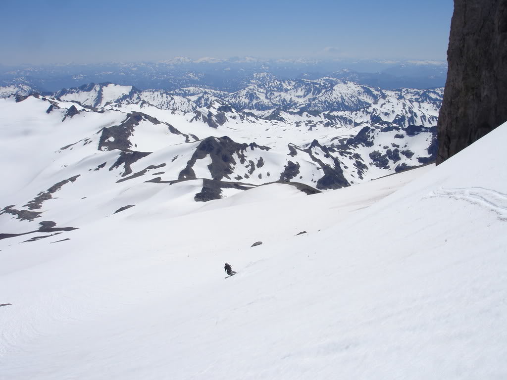 Dan making turns onto the upper Suiattle Glacier