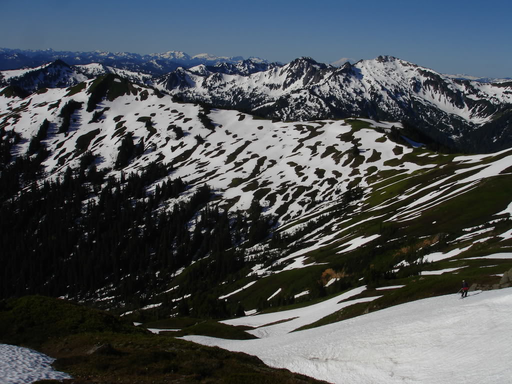 skiing a ways down a finger before our traverse on the Goat trail over to White Pass