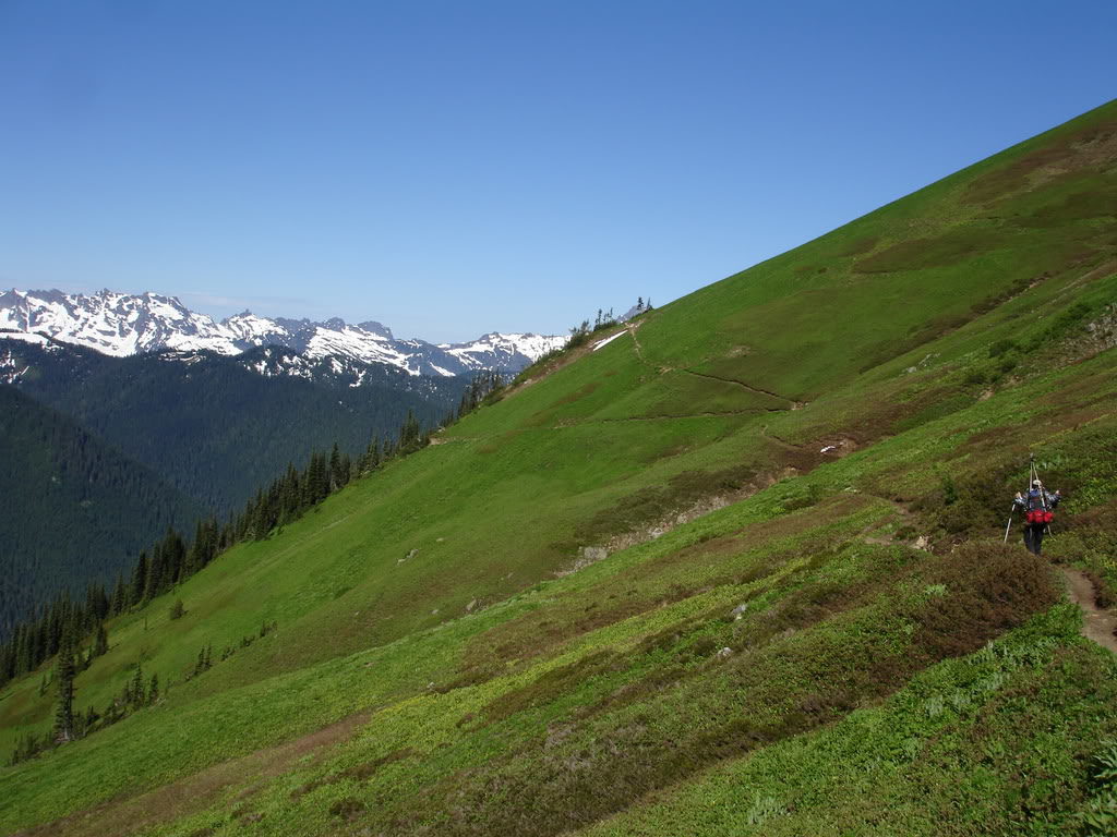 Hiking down the trail from Glacier Peak to the North Fork of the Sauk Trail