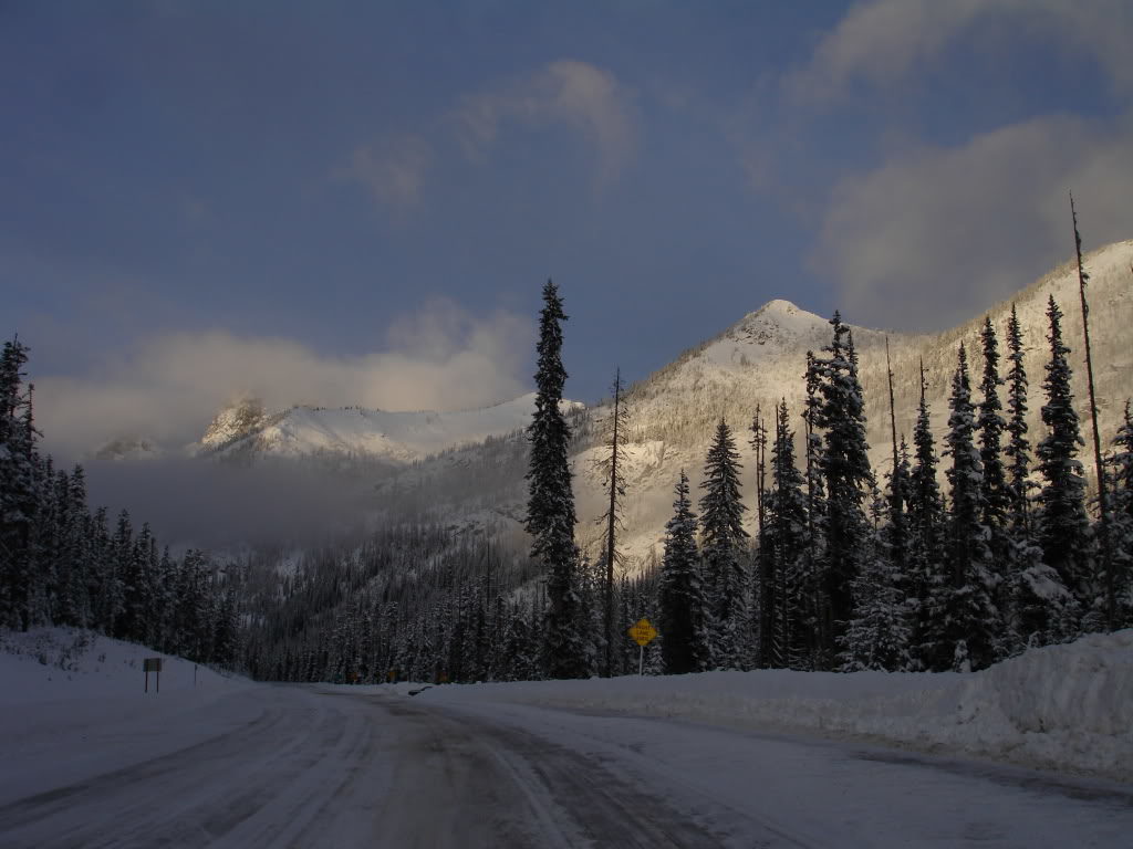 Driving up Highway 20 after the first snowstorm of the season