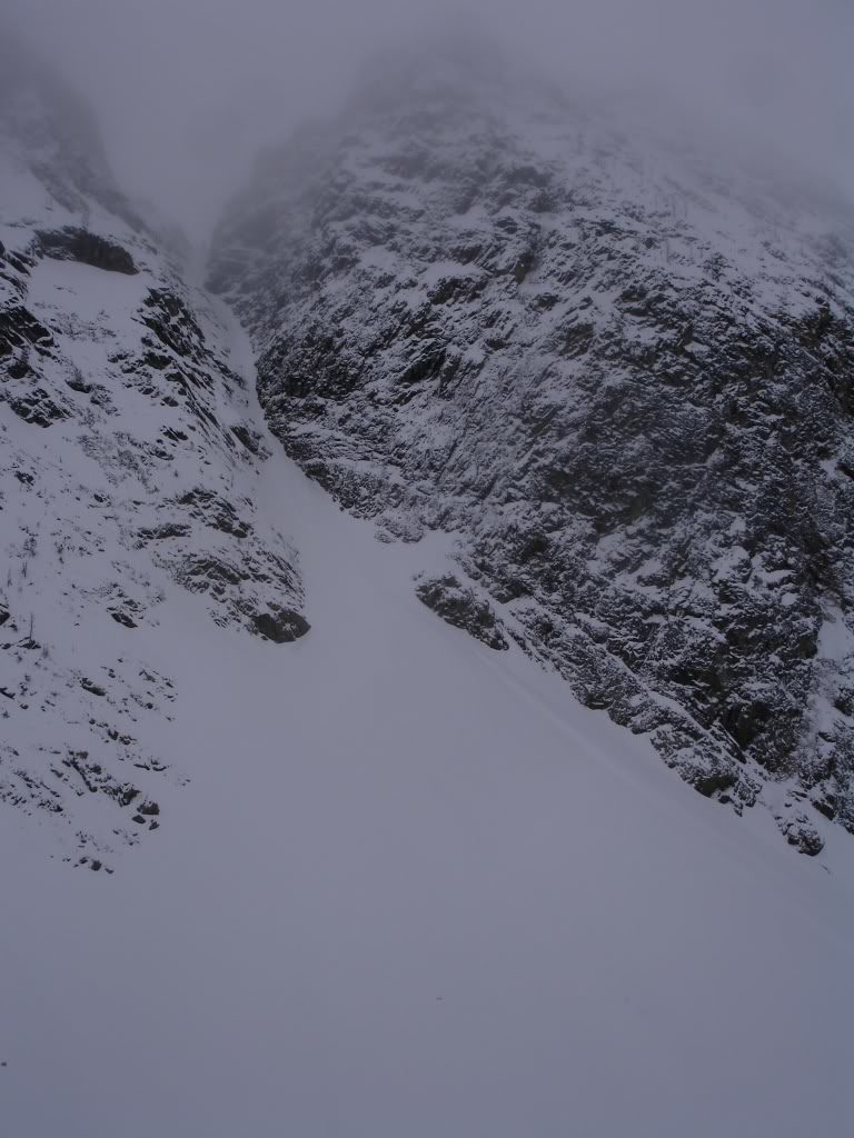 Looking at the Couloir we were interested in climbing from Blue Lake