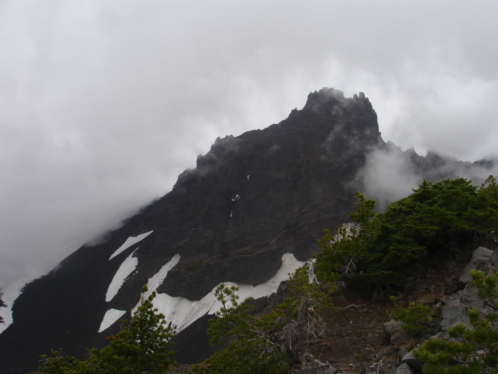 Looking at the summit of Three Fingered Jack