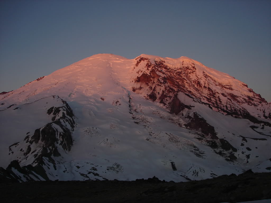 Sunrise Alpenglow on Rainier while linking up the 3rd Burroughs and the Interglacier