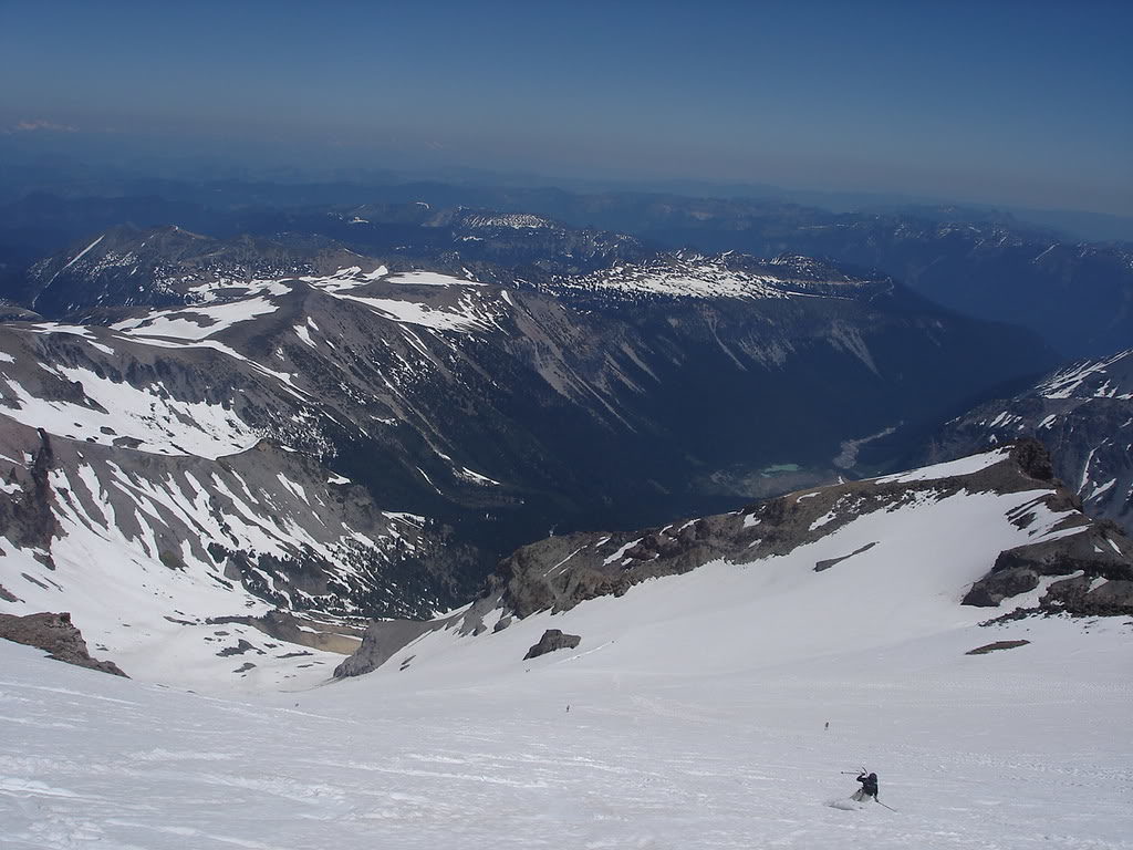 Dan skiing down the lower slopes of linking up both the 3rd Burroughs and the Interglacier