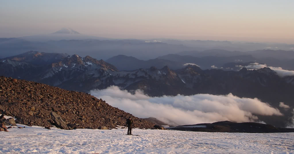 Making our way onto up to get September turns on the Muir Snowfield