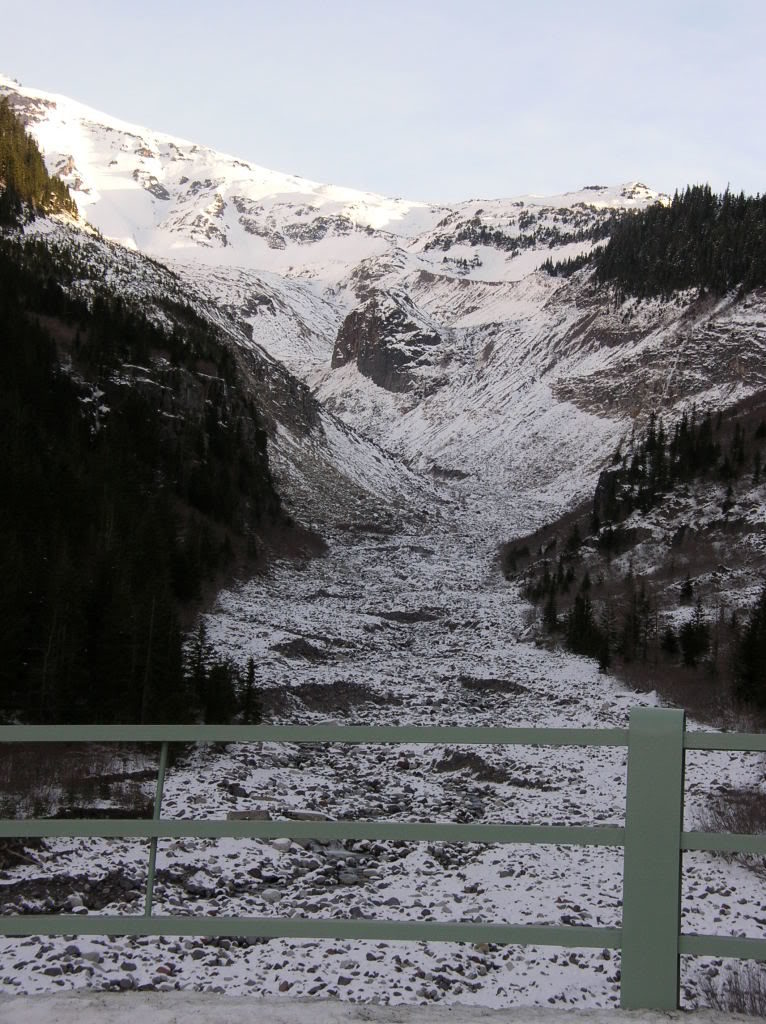 Looking at the Nisqually Glacier from the bridge