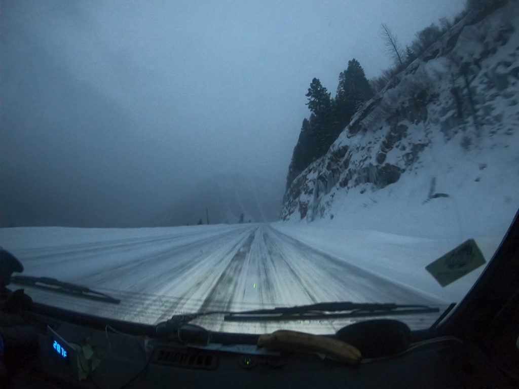 Driving up to Steven Pass to ski tour up at Heather Ridge