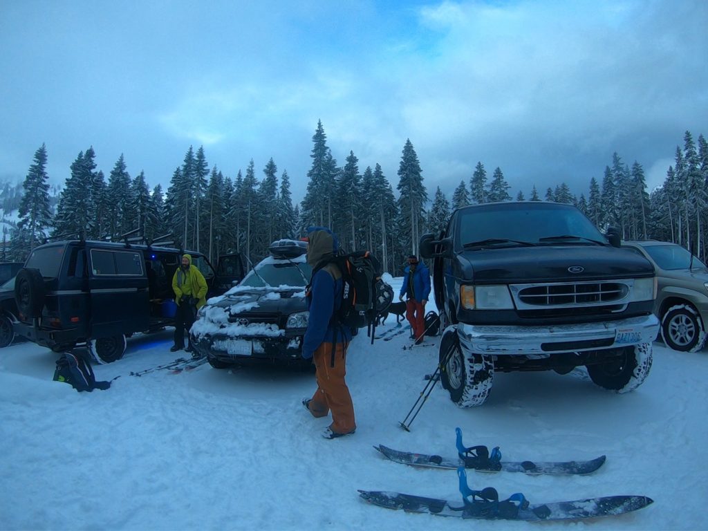 Getting together our touring gear to ski tour up to Heather Ridge