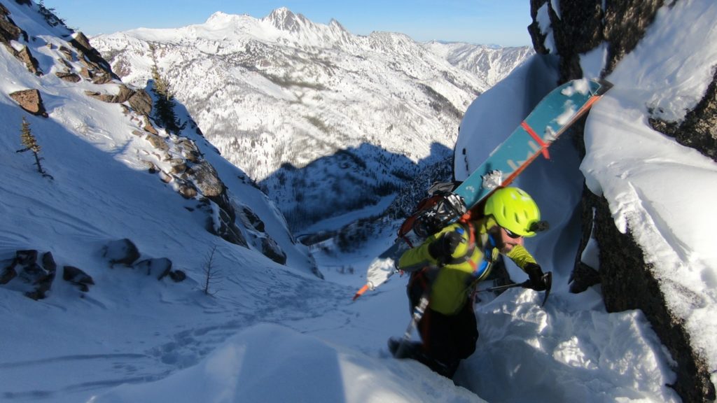 Climbing to the summit ridge above Eightmile Lake