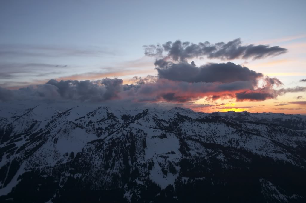 A dramatic sunset over Crystal Mountain