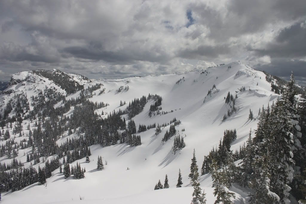 Looking over to Lake Basin from Norse Peak in the Crystal Mountain Backcountry