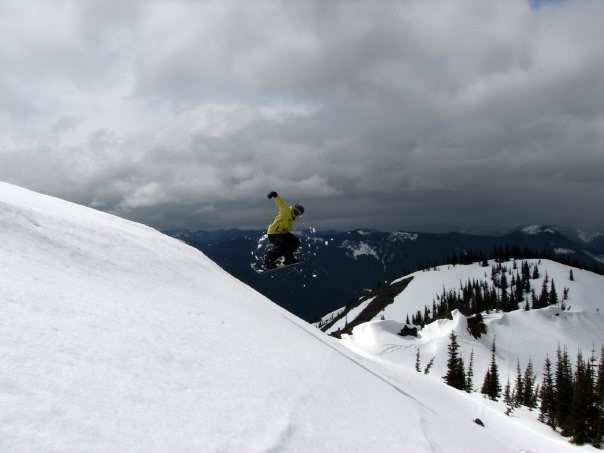 Getting some air as I drop into the line on Corral Pass