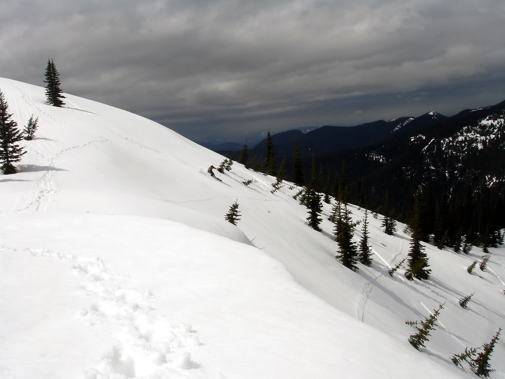 Dan making his first turn off Corral Pass