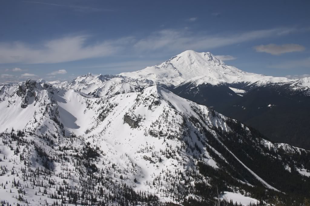 Looking towards Crystal Peak and Mount Rainier from Crystal Mountain ski resort