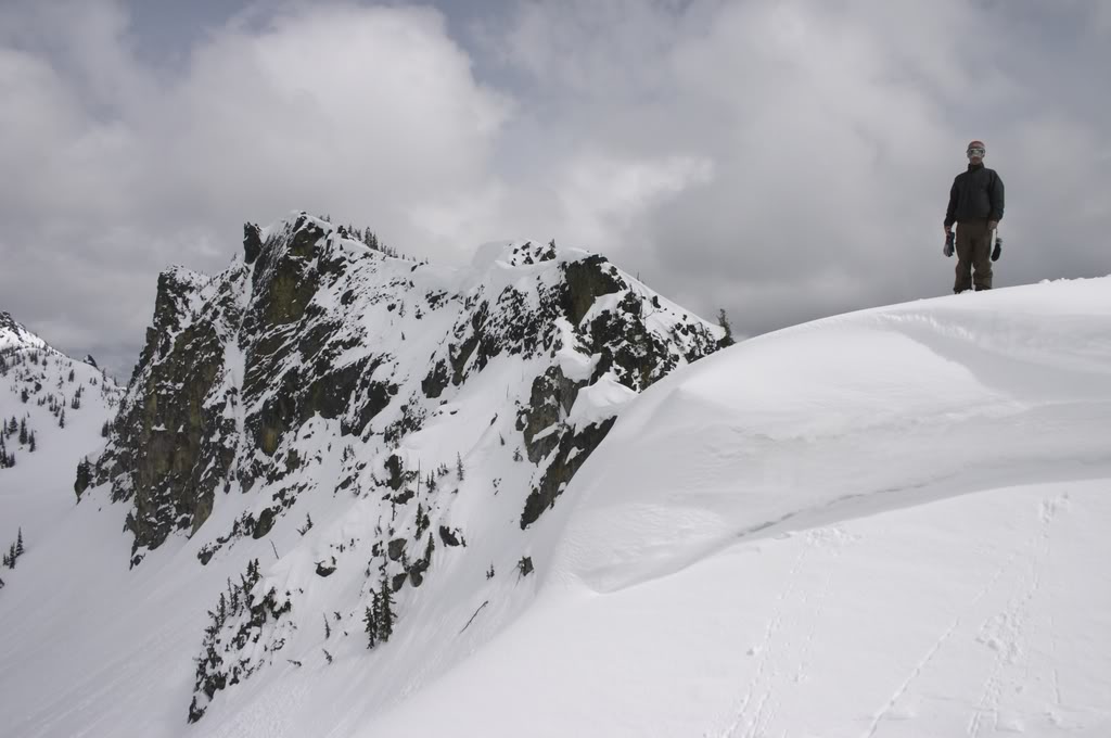 Enjoying the view on the ridge Crystal Lakes Basin in the Crystal Mountain Backcountry