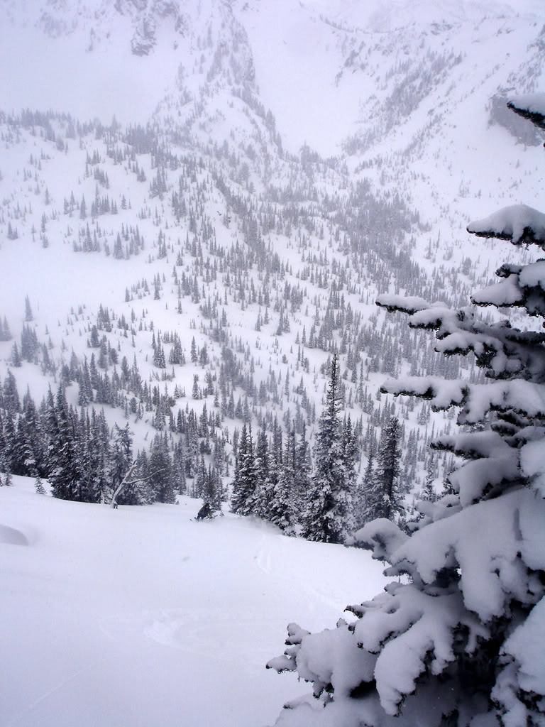 Scott skiing into Crystal Lakes Basin from the Crystal Mountain Southback