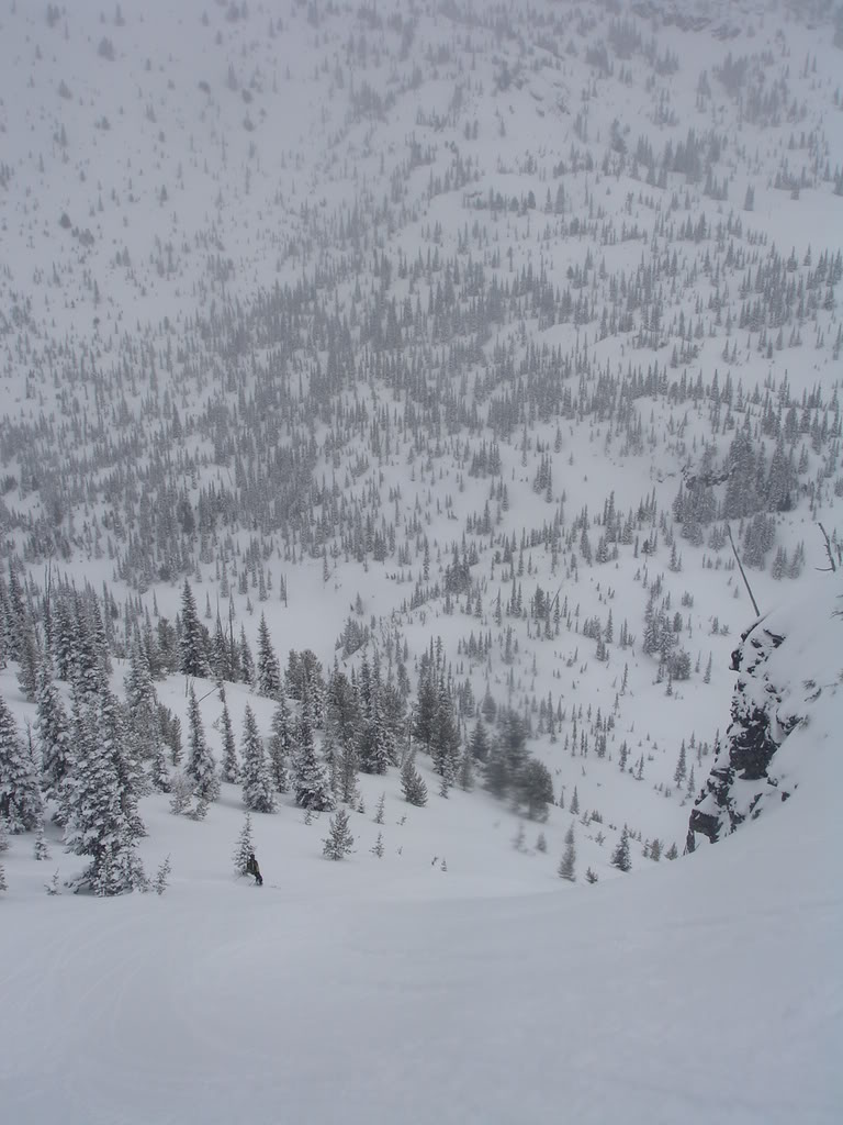 Scott making his way down Crystal Peaks south face