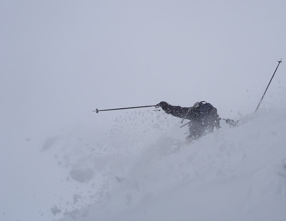 Dan kicking up some snow