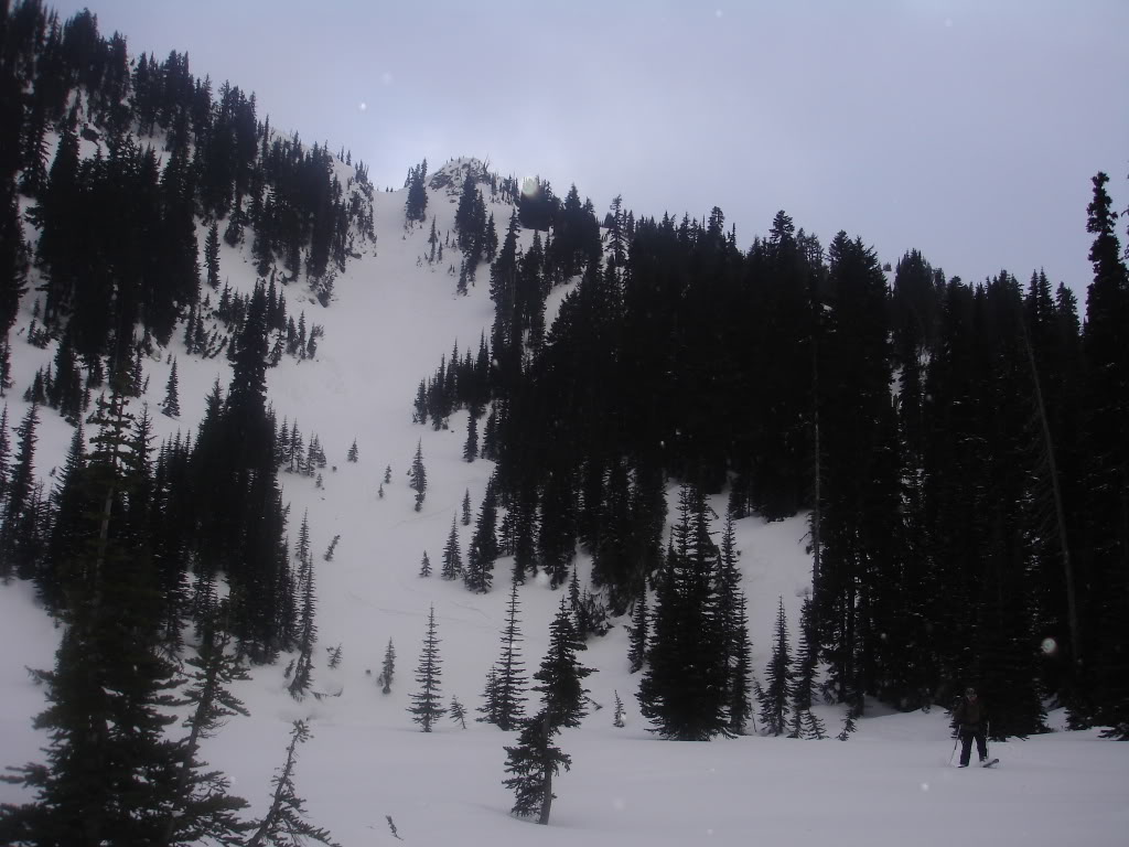 Looking back up at our line into Morse Creek Basin