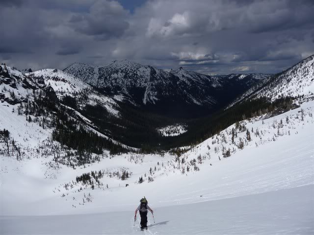 skinning back up Rattlesnake Basin