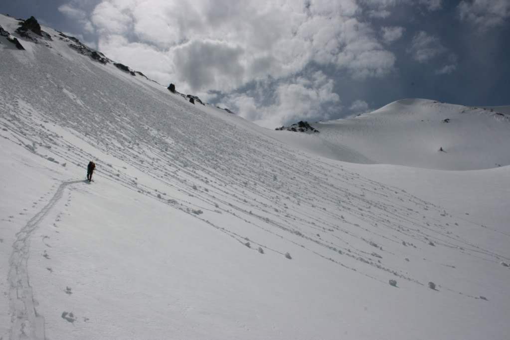 Making our way back to the low saddle