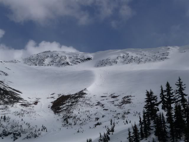 One last look back up to our tracks off Nelson Ridge