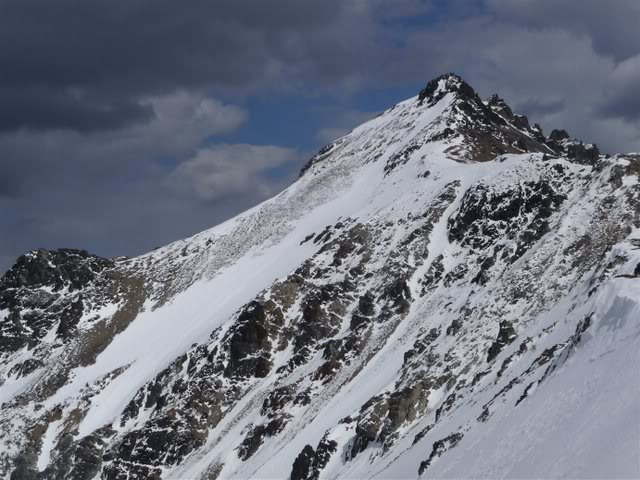 Looking at our line down Mt. Aix on the north face