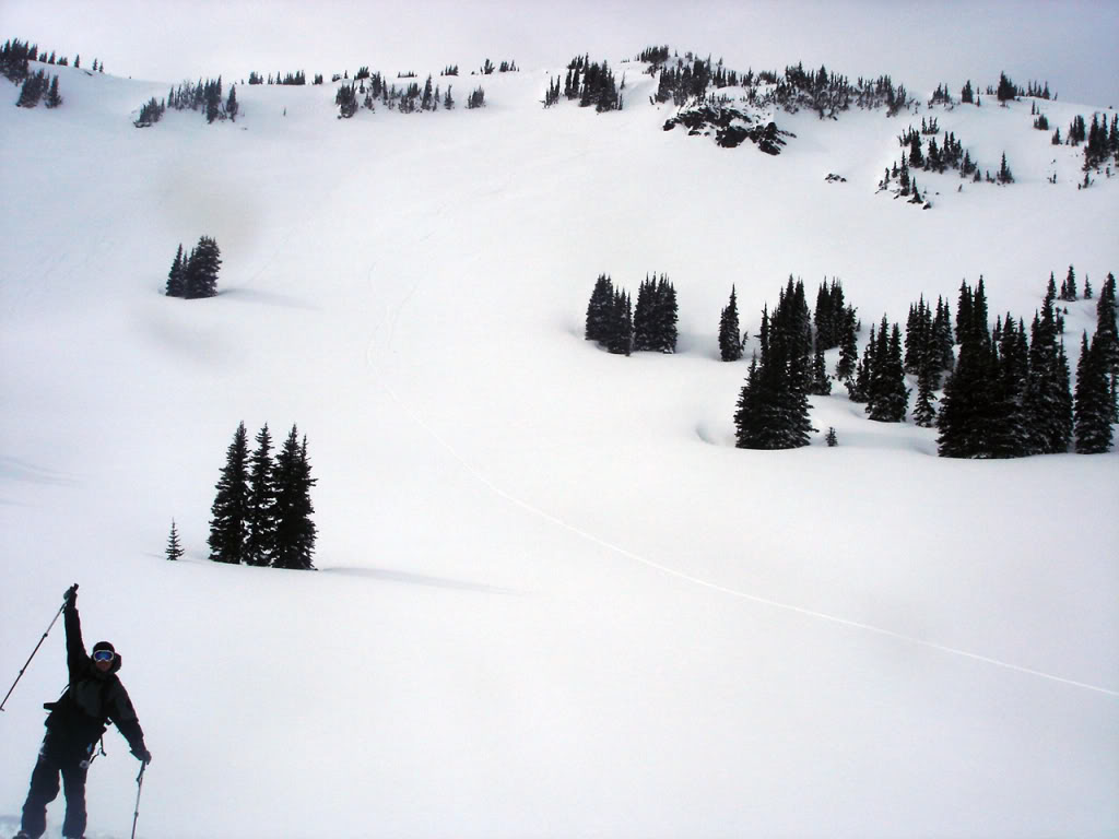 Celebrating our tracks down the south side of Norse Peak in the Crystal Mountain Backcountry