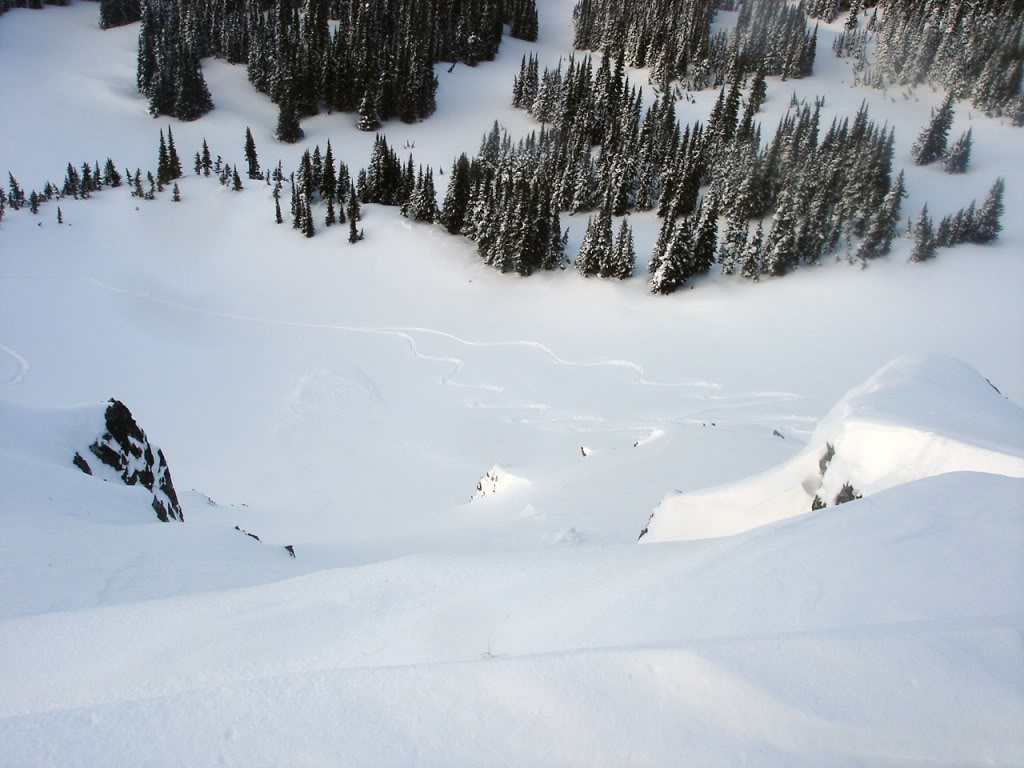 Getting ready for our second run off Norse Peak in the Crystal Mountain Backcountry