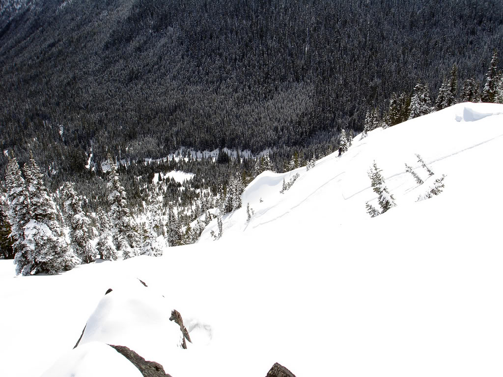 Bryan making his turns down the South face of Pickhandle Peak