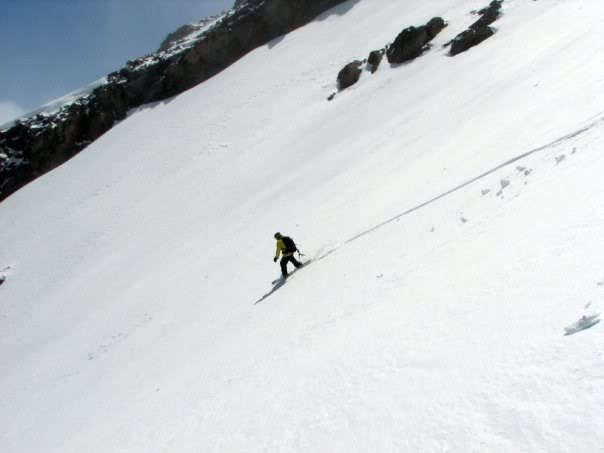 Riding the upper face of Mount Ruth