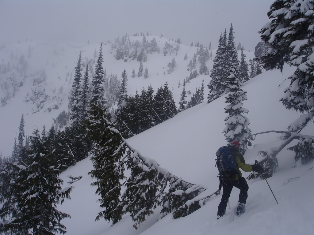 Ski touring in Sheep Lake Basin with terrible weather