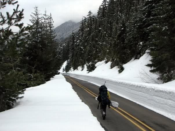 Heading down highway 410 in the Crystal Mountain Backcountry