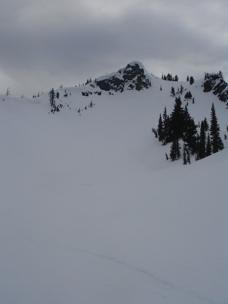 Looking back at our tracks into the Necture Bowl in Morse Creek Basin