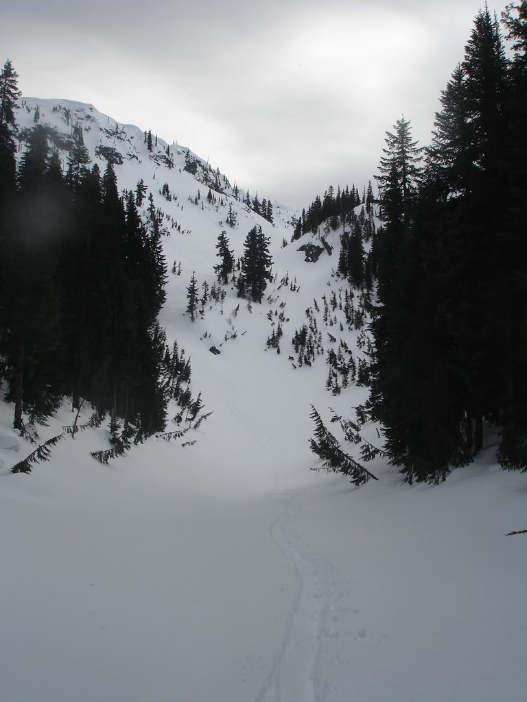 Looking back up at our line from Placer Lake in Morse Creek