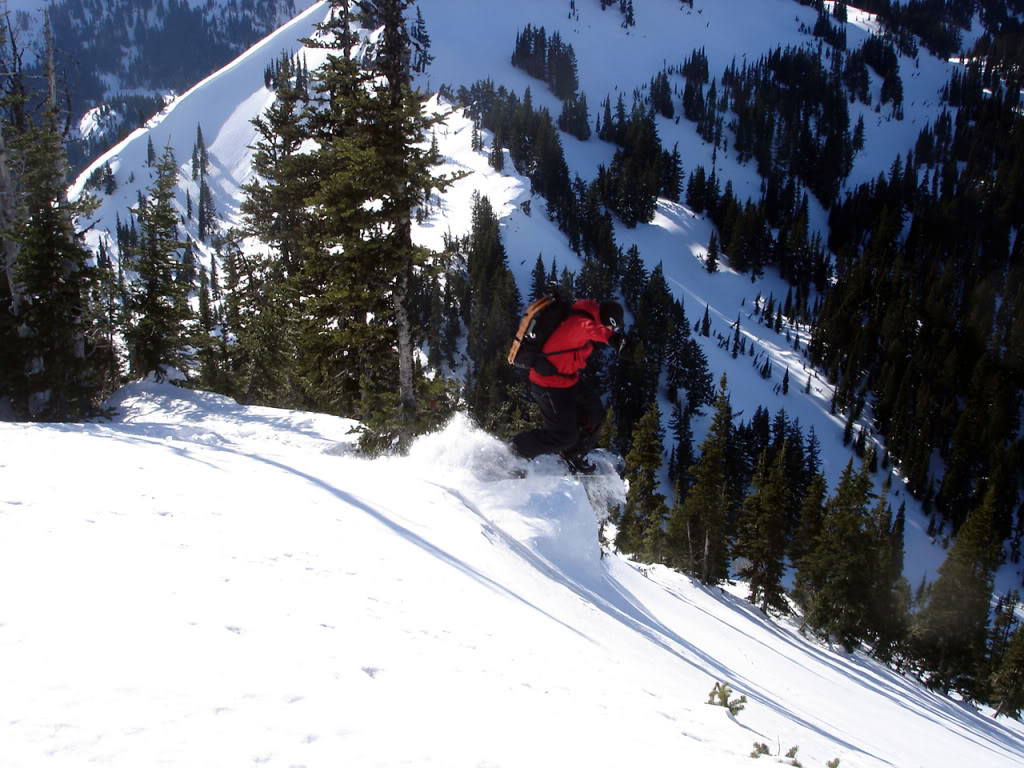 Taking our first run down the West face of Pickhandle Peak