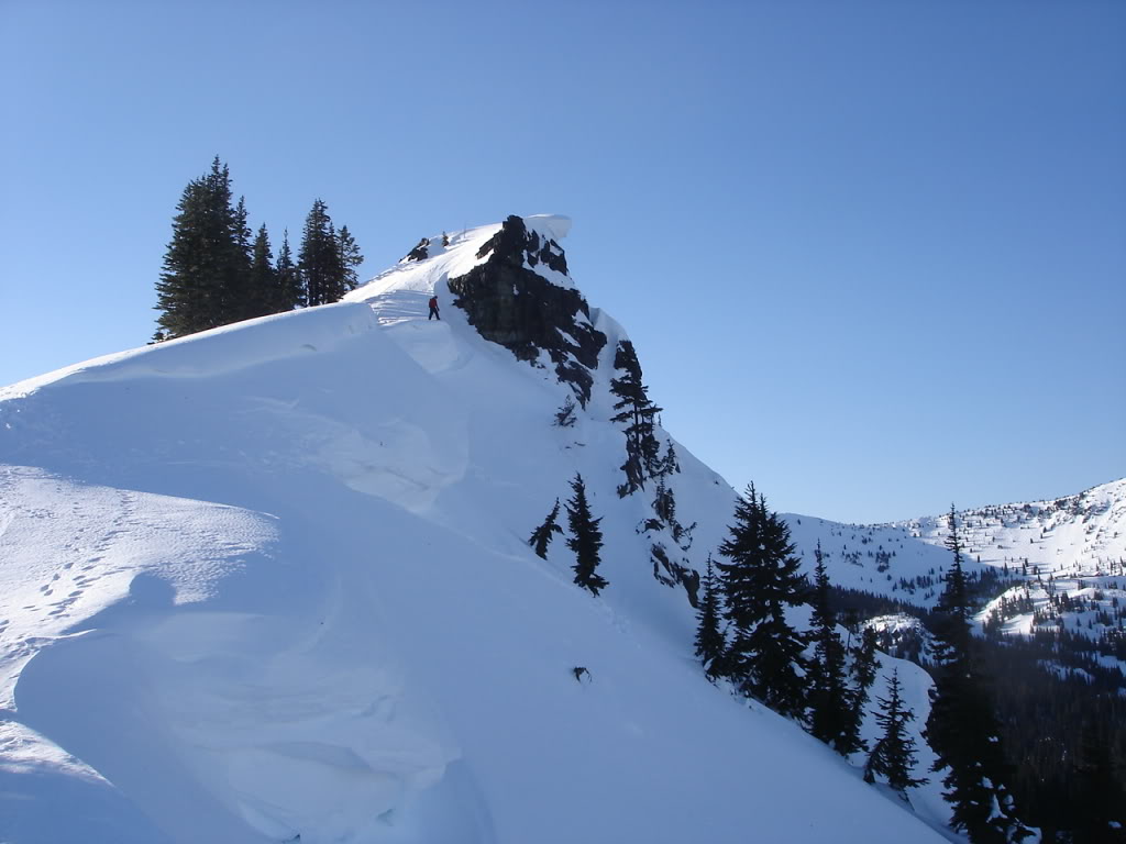 Snowboarding into the North face of the Storm Trooper with Silver Basin in the Background