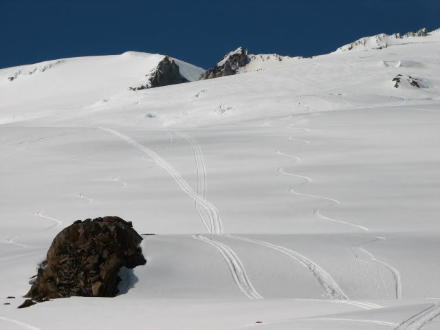 Looking up the Easton Glacier towards the summit of Mount Baker