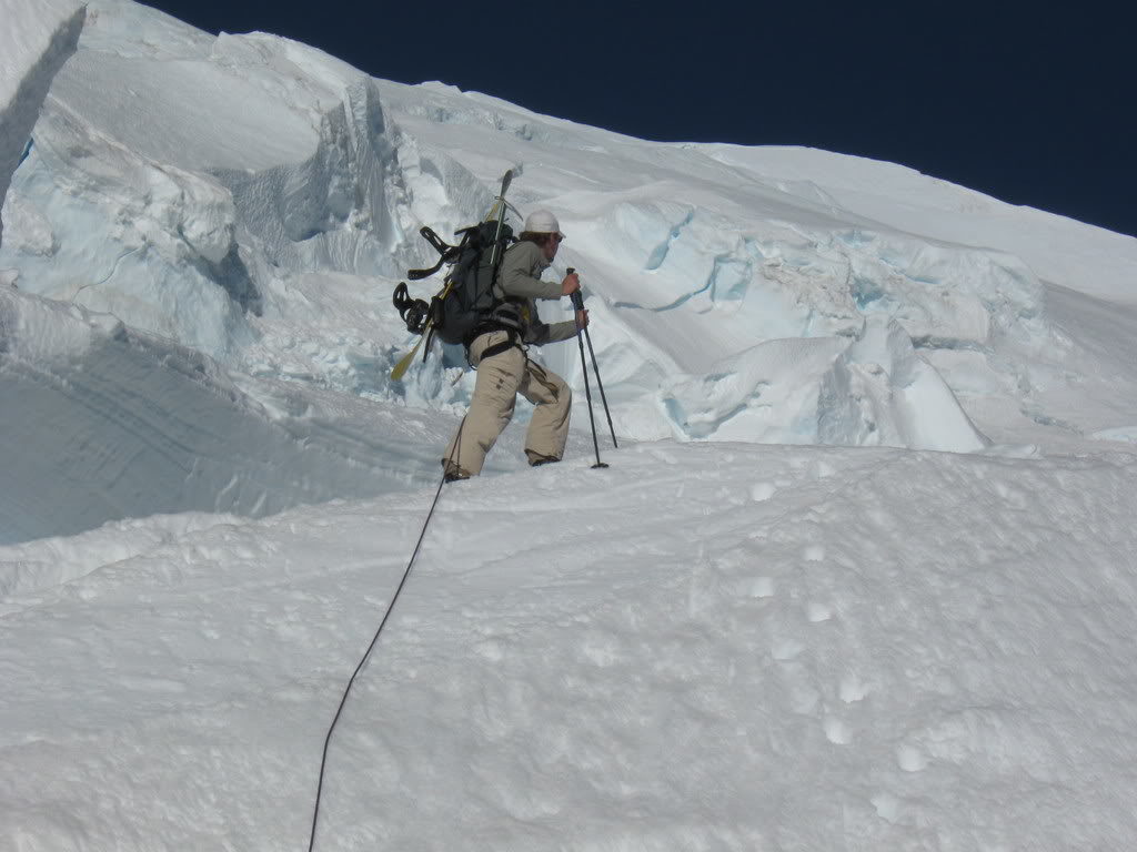 Making my way up the Emmons Glacier