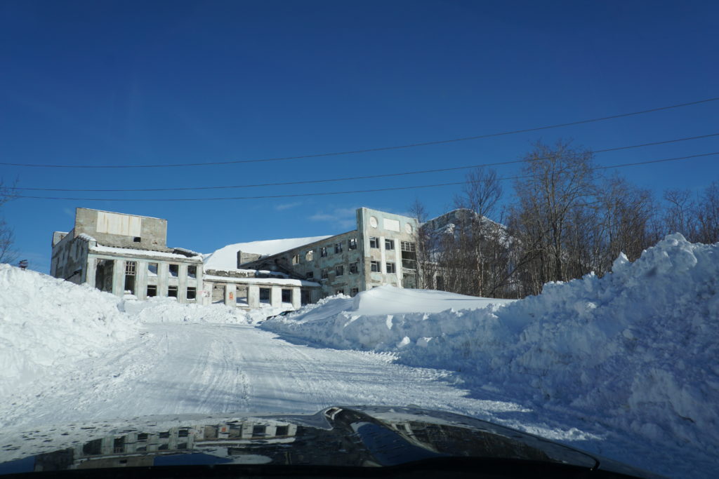 Driving through a mountain road in the Khibiny Mountains