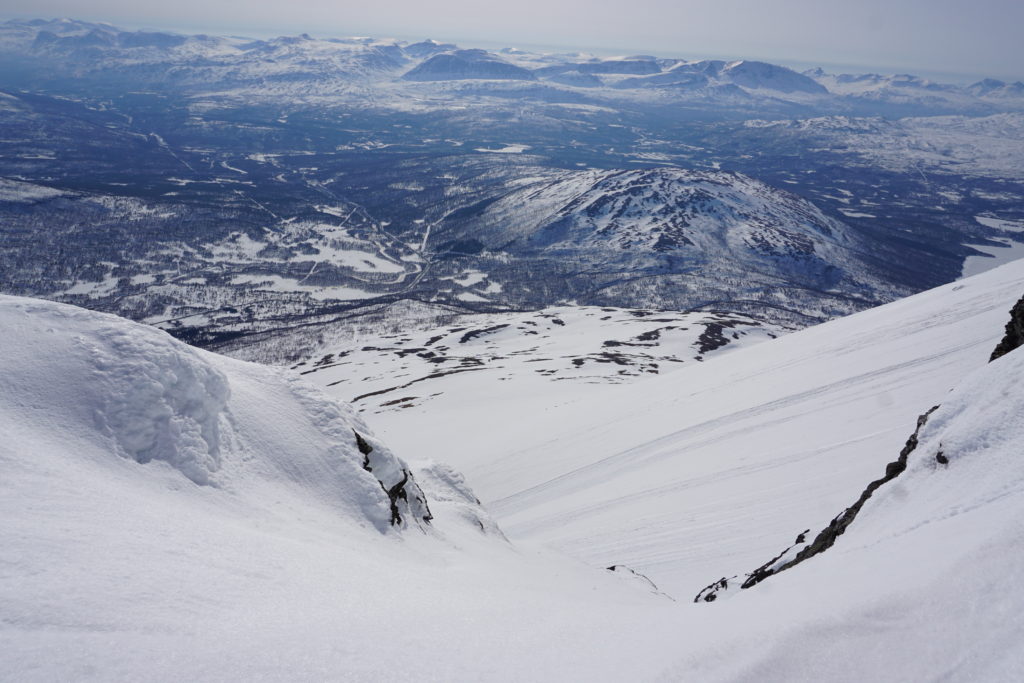 On the top of a south facing slope and turning back